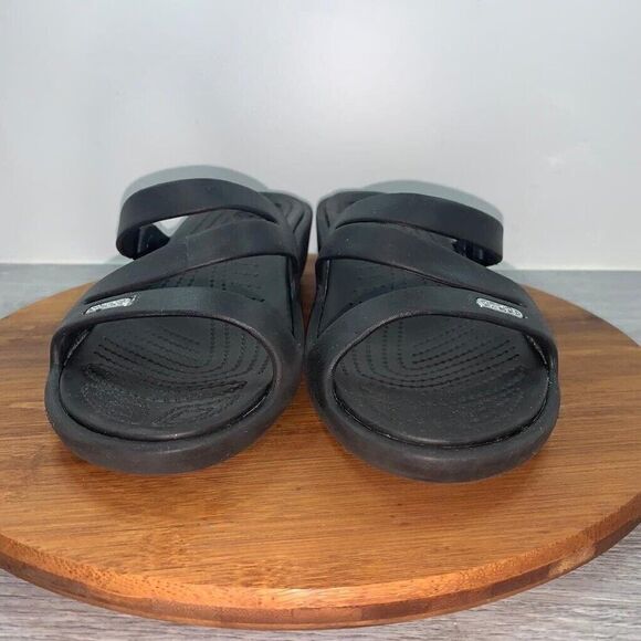 Crocs Patricia Low Wedge Women's Black Slide Sandals Size 11 Comfort Slip On - Picture 4 of 12